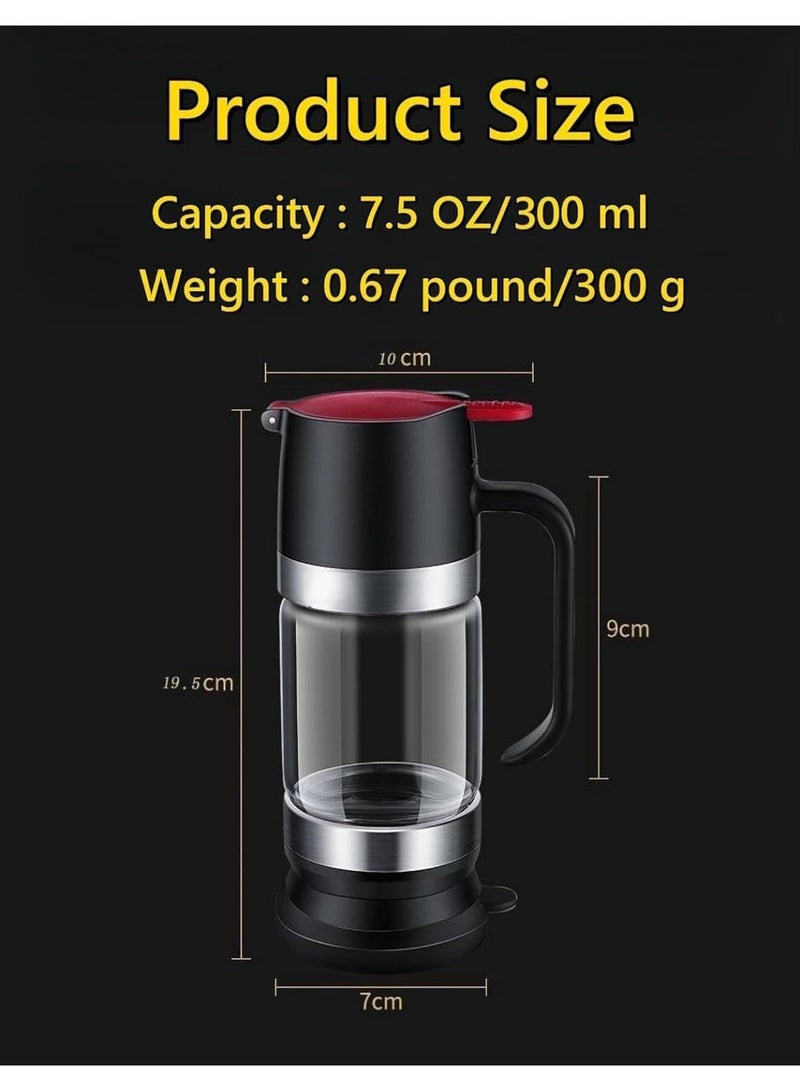 موزع عسل بدون تسريب مع مقبض، جرة عسل 9 أوقية، موزع شراب القهوة لمقهى القهوة، موزع شراب زجاجي، وعاء عسل، جرار عسل للعسل والشراب (أسود) - Image 2